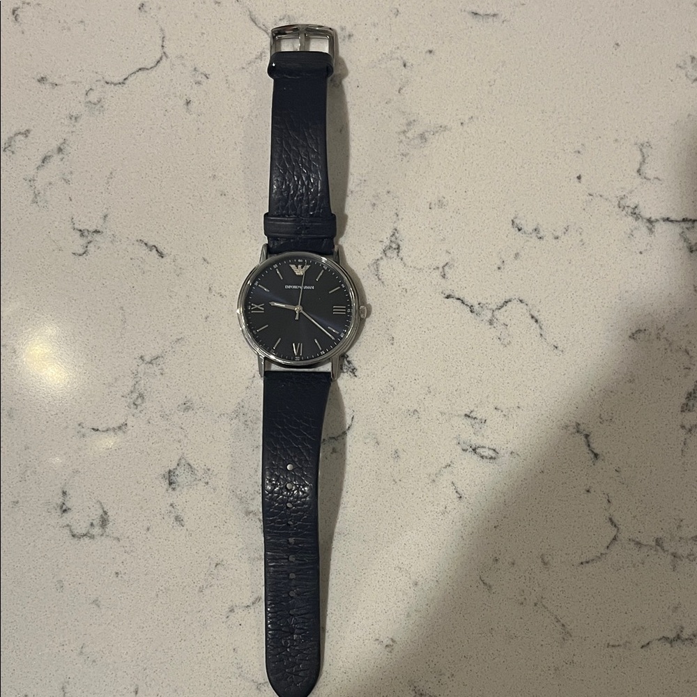 Emporio Armani Blue and Silver Men's Watch